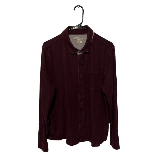 Carbon 2 Cobalt Shirt Mens Medium Red Corduroy Long Sleeve Button Up Casual - Picture 1 of 9